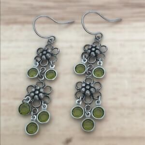 Green Gem Dangle Earrings